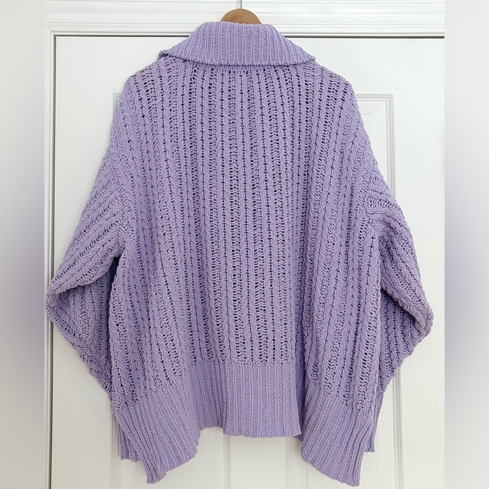 Lavender Open-Knit Half-Zip Sweater - Picture 6 of 6